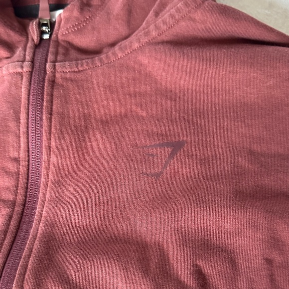 Gymshark Maroon Zip-Up cropped Hoodie size small - Picture 2 of 7